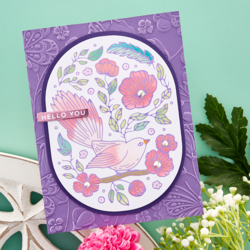 Spellbinders Glimmer Hot Foil -kuviolevy Stylish Oval Floral Bird