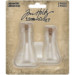 Tim Holtz Idea-Ology -koristeet, Small Corked Glass Flasks Laboratory