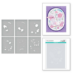 Spellbinders Stylish Oval Floral Bird -sapluuna