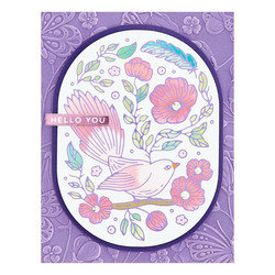 Spellbinders Stylish Oval Floral Bird -sapluuna