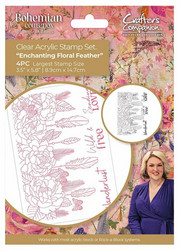 Crafter's Companion Bohemian Collection leimasin Enchanting Floral Feather