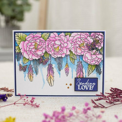 Crafter's Companion Bohemian Collection leimasin Enchanting Floral Feather