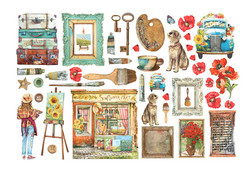 Stamperia leikekuvat Sunflower Art, Elements and Poppies