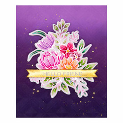 Spellbinders Glimmer Hot Foil -kuviolevy ja stanssisetti Hexi-Gem Blooms