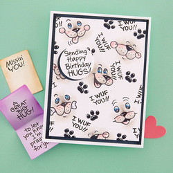 Stampendous leimasin Puppy Hugs Faces and Sentiments