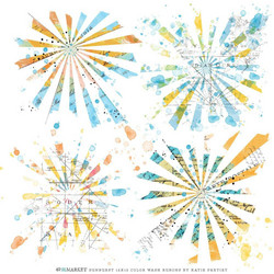 49 and Market Rub-Ons siirtokuvat Vintage Artistry Sunburst, Color Wash, 12