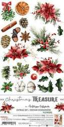 Craft O'clock paperipakkaus Christmas Treasure, Flowers, Extras To Cut, 6