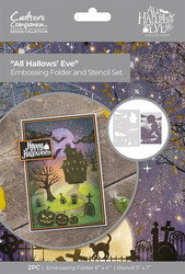 Crafter's Companion kohokuviointikansio ja sapluuna All Hallows Eve