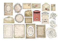 Stamperia leikekuvat Create Happiness, Ephemera Letters