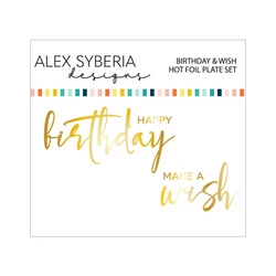 Alex Syberia Designs Hot Foil kuviolevy Birthday & Wish