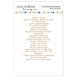 Alex Syberia Designs Hot Foil kuviolevy Celebrations Sentiments