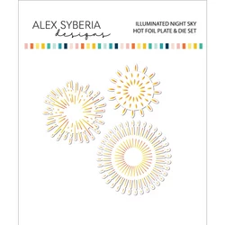 Alex Syberia Designs Hot Foil kuviolevy ja stanssisetti Illuminated Night Sky