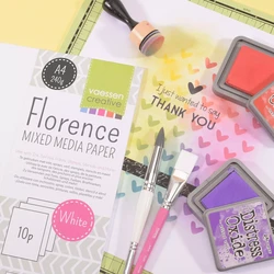 Florence Mixed Media -paperi, sileä, A4, 10 kpl, valkoinen, 240 g