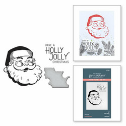 Spellbinders Press Plate Holly Jolly Santa -levy & stanssi