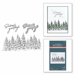 Spellbinders Press Plate Seasons Greetings Evergreens -levy & stanssi