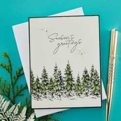 Spellbinders Press Plate Seasons Greetings Evergreens -levy & stanssi