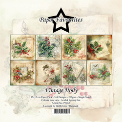 Paper Favourites Vintage Holly -paperipakkaus, 15 x 15 cm