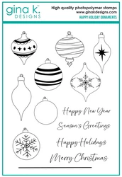 Gina K. Designs leimasin Happy Holiday Ornaments