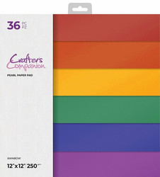 Crafter's Companion Rainbow, Pearl -paperipakkaus, 12