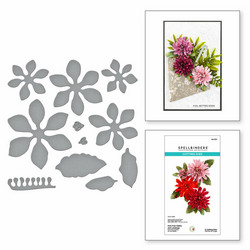Spellbinders stanssi Pom Pom Dahlia and Ladybugs
