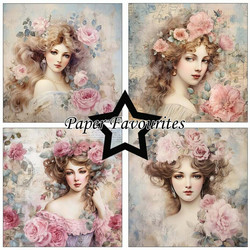 Paper Favourites Vintage Ladies, Rose -paperipakkaus, 15 x 15 cm