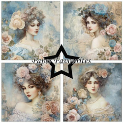 Paper Favourites Vintage Ladies, Blue -paperipakkaus, 15 x 15 cm