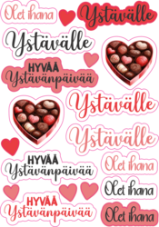 Käsitellen tarra-arkki Ystävälle