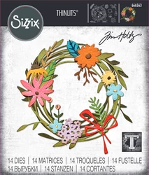 Sizzix Thinlits by Tim Holtz stanssi Vault Funky Floral Wreath