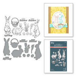 Spellbinders Simon Hurley Press Plate Spring Bunnies -levy & stanssi