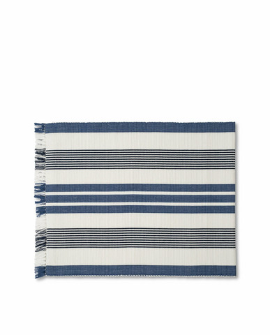 Striped Fringe Runner White/blue, Lexington