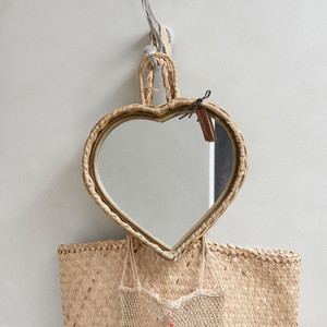 Rustic Rattan Heart Mirror, Riviera Maison