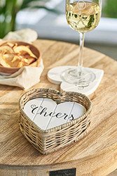 Rustic Rattan Heart Coasters, Riviera Maison