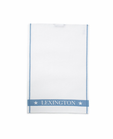 Cotton Waffle Logo Kitchen Towel, White/Blue 50x70, Lexington