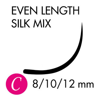 EVEN Length Silk Mix - 10-12-14mm - C-curl - 0,20mm