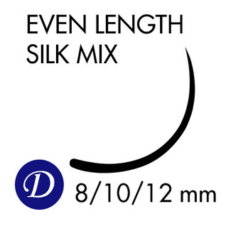 Ripsikuidut - Mixed Silk - 10-12-14mm - D-kaari - 0,15mm