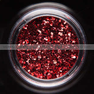 Glitter - Hexi-mixed sizes - Red - 3g