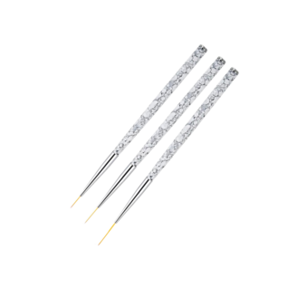 Nail Art Brushes - Synthetic - gray - 3pcs