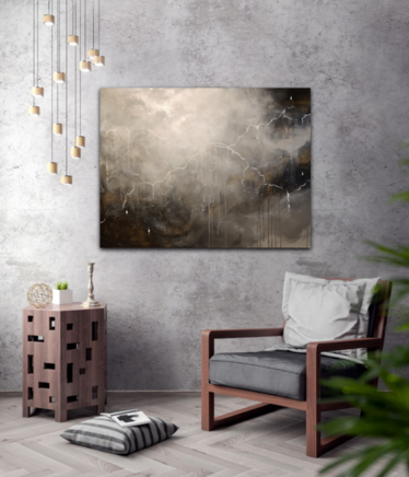 Abstrakti maalaus 'dreams behind a silver cloud' 116*89cm
