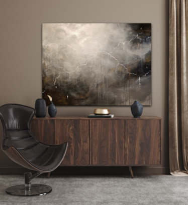 Abstrakti maalaus 'dreams behind a silver cloud' 116*89cm