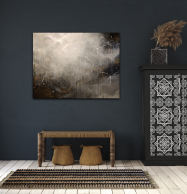 Abstrakti maalaus 'dreams behind a silver cloud' 116*89cm