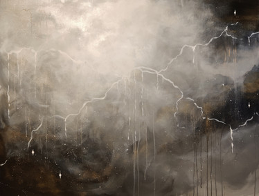 Abstrakti maalaus 'dreams behind a silver cloud' 116*89cm
