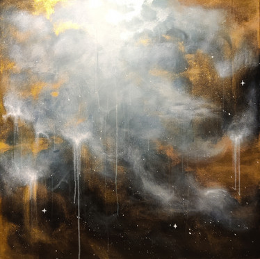 Abstrakti maalaus 'katso lähelle niin näet kauas' 90*90cm