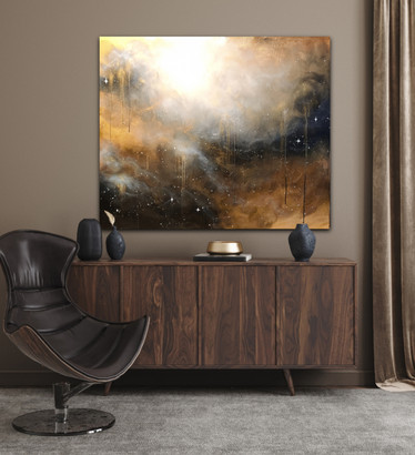 Abstrakti maalaus 'a soul full of gold' 120*100cm