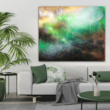 Abstrakti maalaus 'sateen jälkeen' 120*100cm