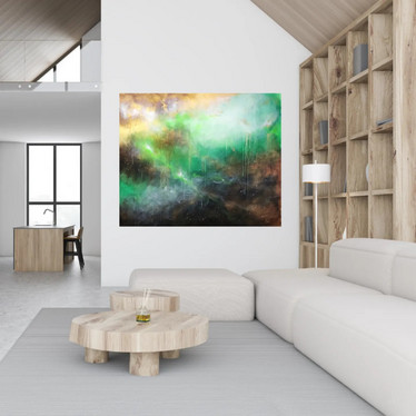 Abstrakti maalaus 'sateen jälkeen' 120*100cm