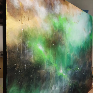 Abstrakti maalaus 'sateen jälkeen' 120*100cm