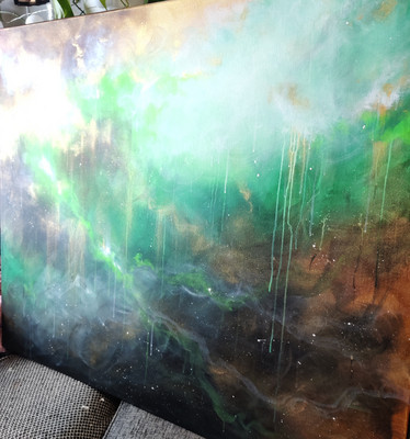Abstrakti maalaus 'sateen jälkeen' 120*100cm