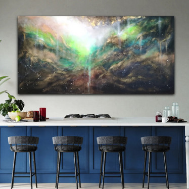 Abstrakti maalaus 'maailma vastaa, kun uskot itseesi' 200*100cm