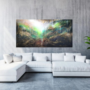 Abstrakti maalaus 'maailma vastaa, kun uskot itseesi' 200*100cm