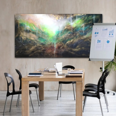 Abstrakti maalaus 'maailma vastaa, kun uskot itseesi' 200*100cm